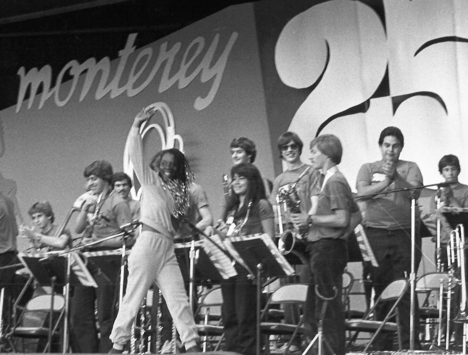 Patrice Rushen on stage with members of the Next Generation Jazz Orchestra at MJF 25