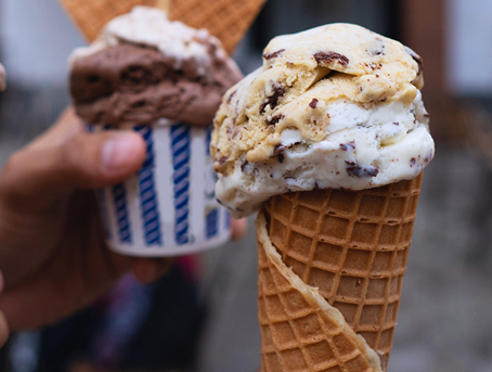 Ice cream in a waffle cone