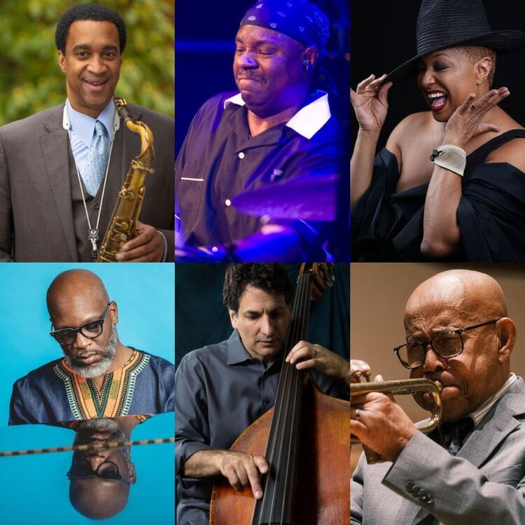 Collage of Javon Jackson, Lenny White, Lisa Fischer, Orrin Evans, John Patitucci & Dr. Eddie Henderson