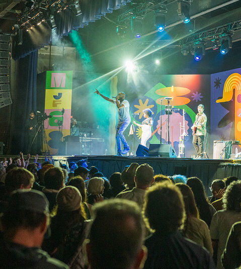 Trombone Shorty performing on stage