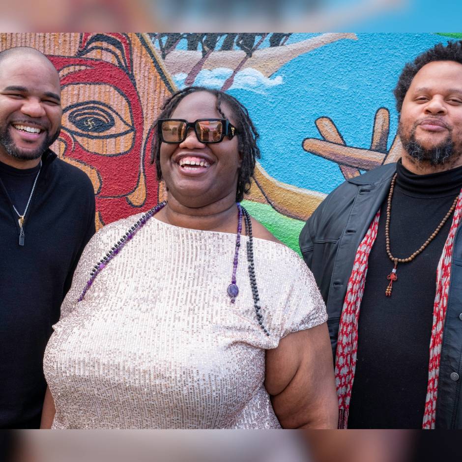 Three people standing