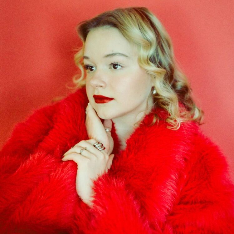 A woman looking to one side