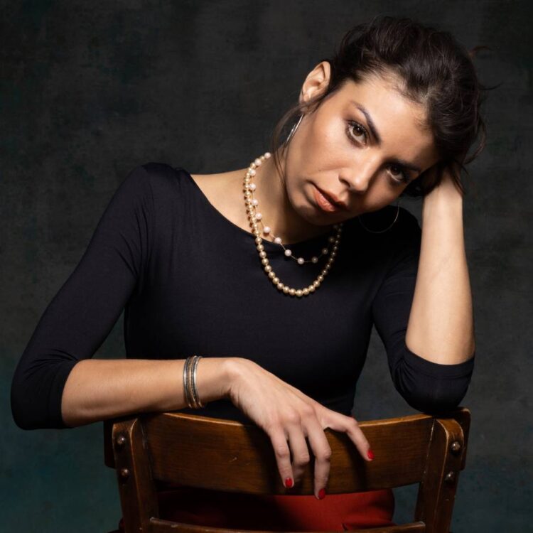 A woman sitting on a chair