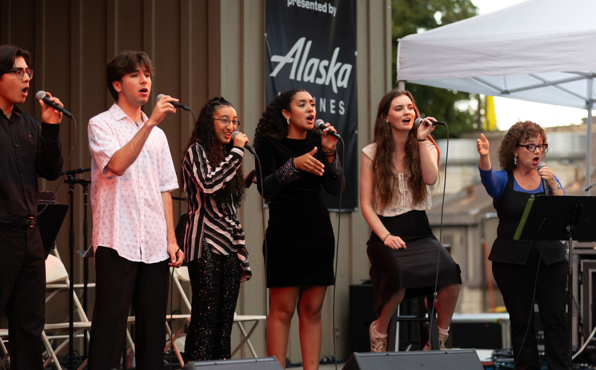 Students performing outside