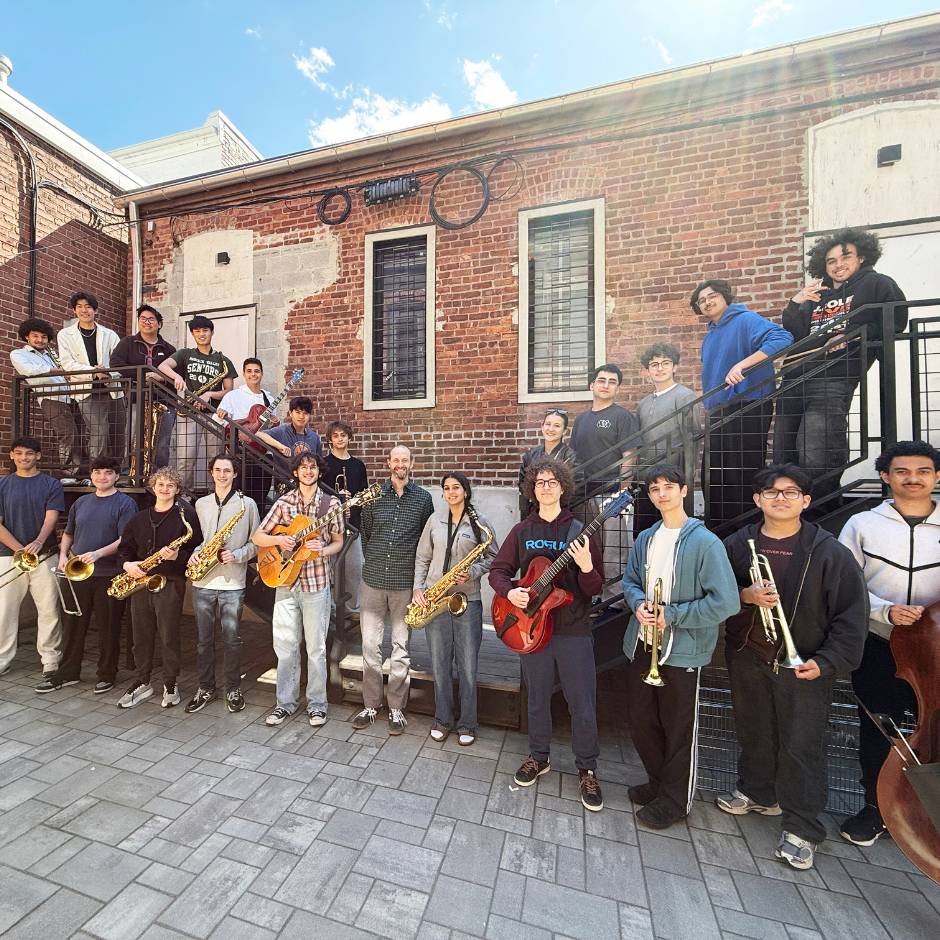 A group of students in a yard